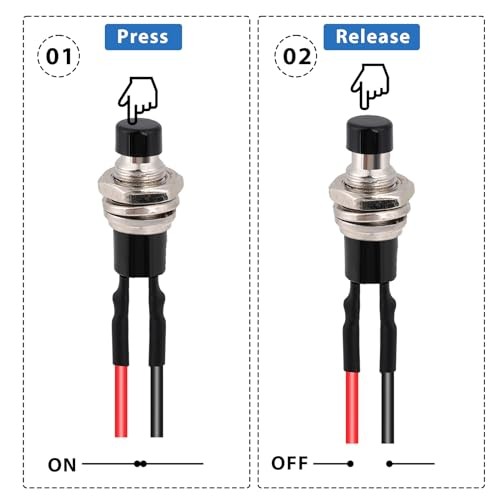 12 Pcs Mini Momentary Switch Small Normally Open Momentary Push Button Black