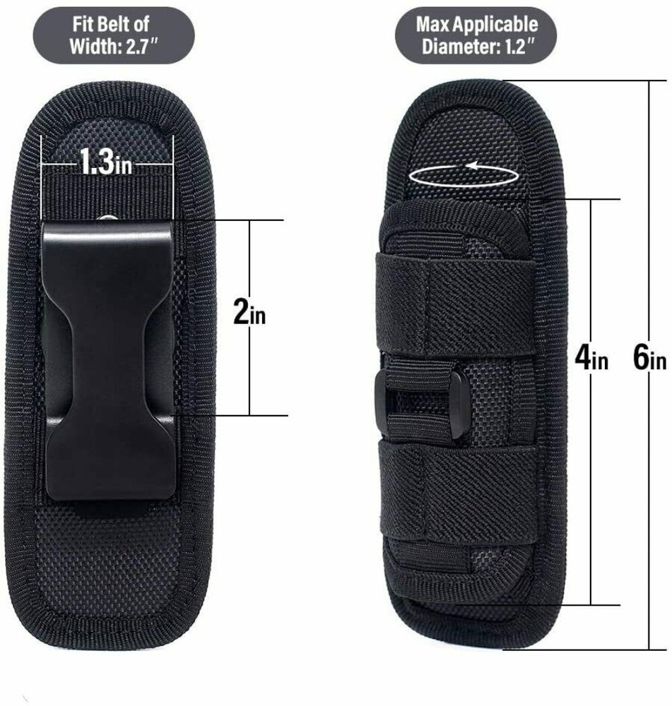 Tactical Flashlight Pouch Holster, Rotatable Flashlight Holder Belt Clip Case