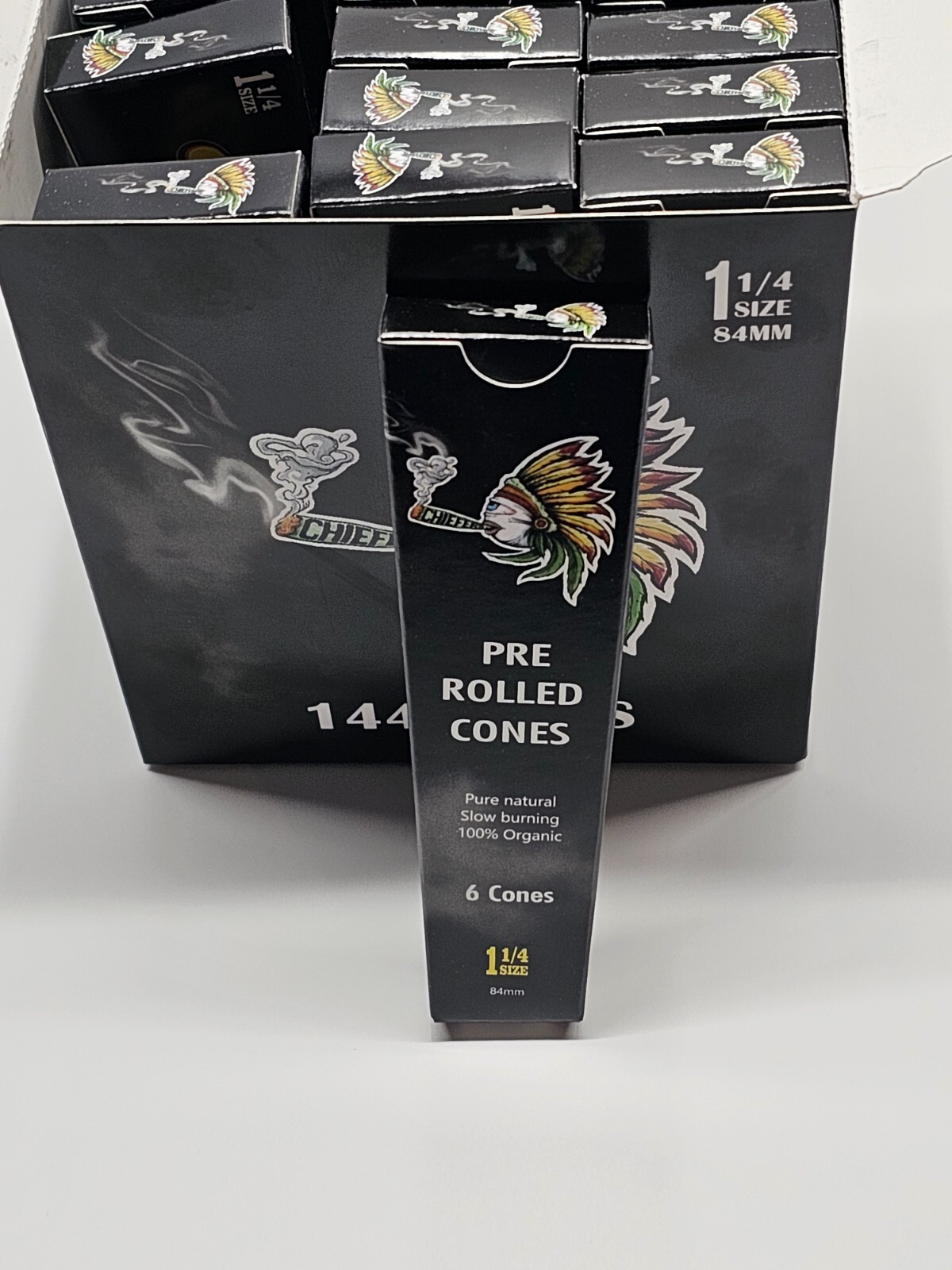 Chiefer's Pre-Rolled Cones 1 1/4 (PRIVATE LABEL) 24 Packs of 6 each (144 )