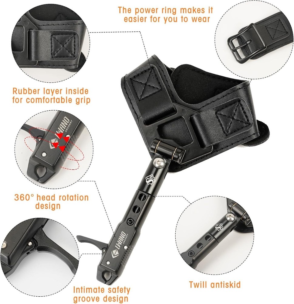 Archery Compound Bow Release Aid 360° Adjustable Wrist Strap Trigger Hunting