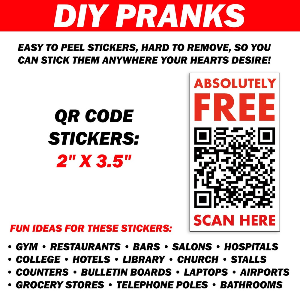 Gotcha QR Code Prank Stickers - 25 QTY