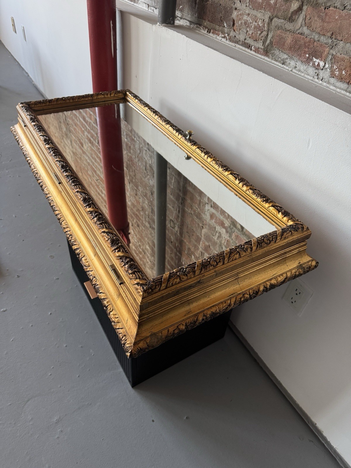 Antique Gold Solid Wooden Medicine Cabinet Glass Mirror 18x38x5 inches