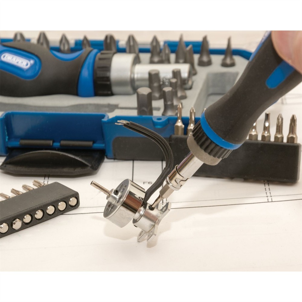 Draper Ratchet Screwdriver and Bit Set 42 Piece 46479