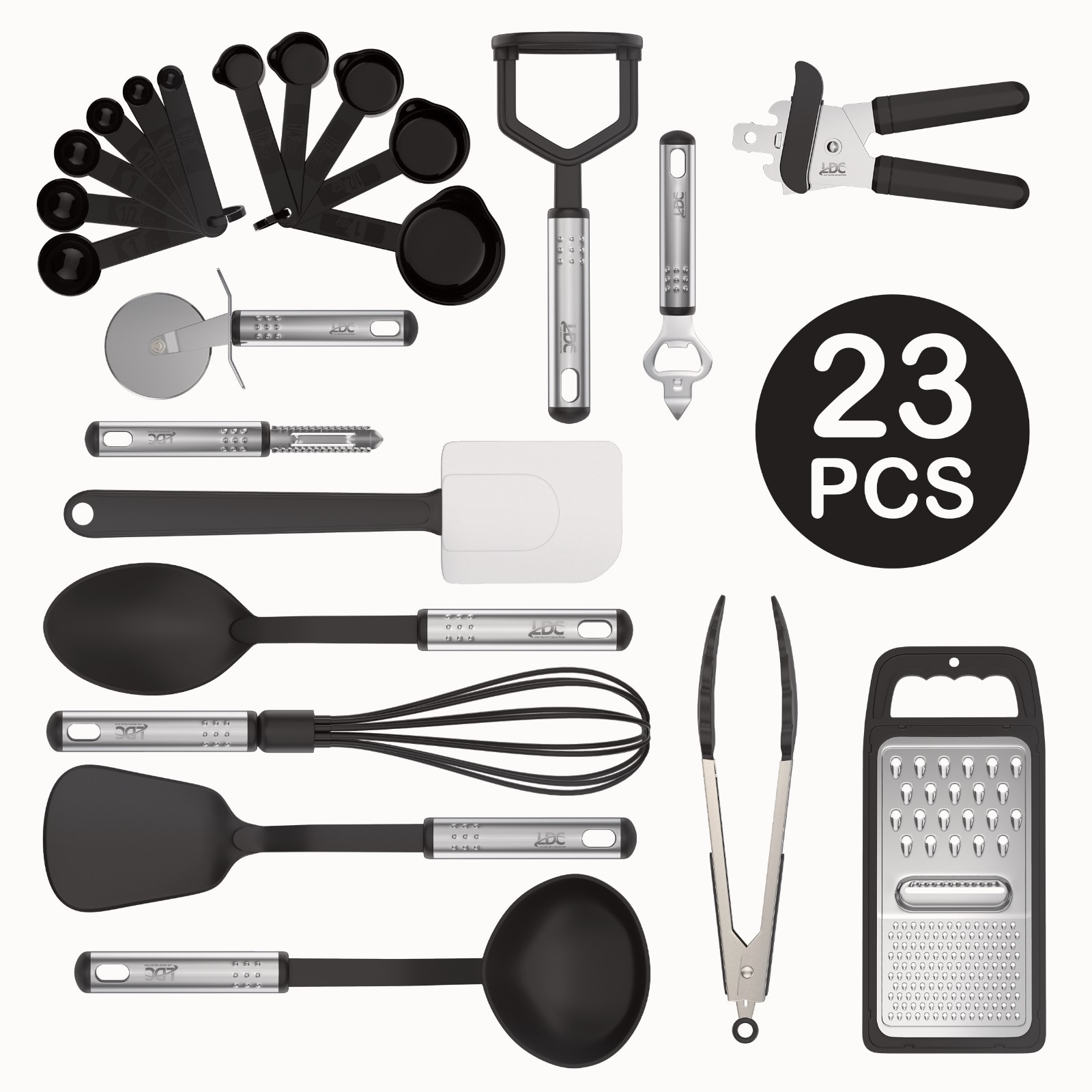 Cooking Utensils Set 23 Piece Stainless Steel Heat Resistant Nylon Kitchen Tool