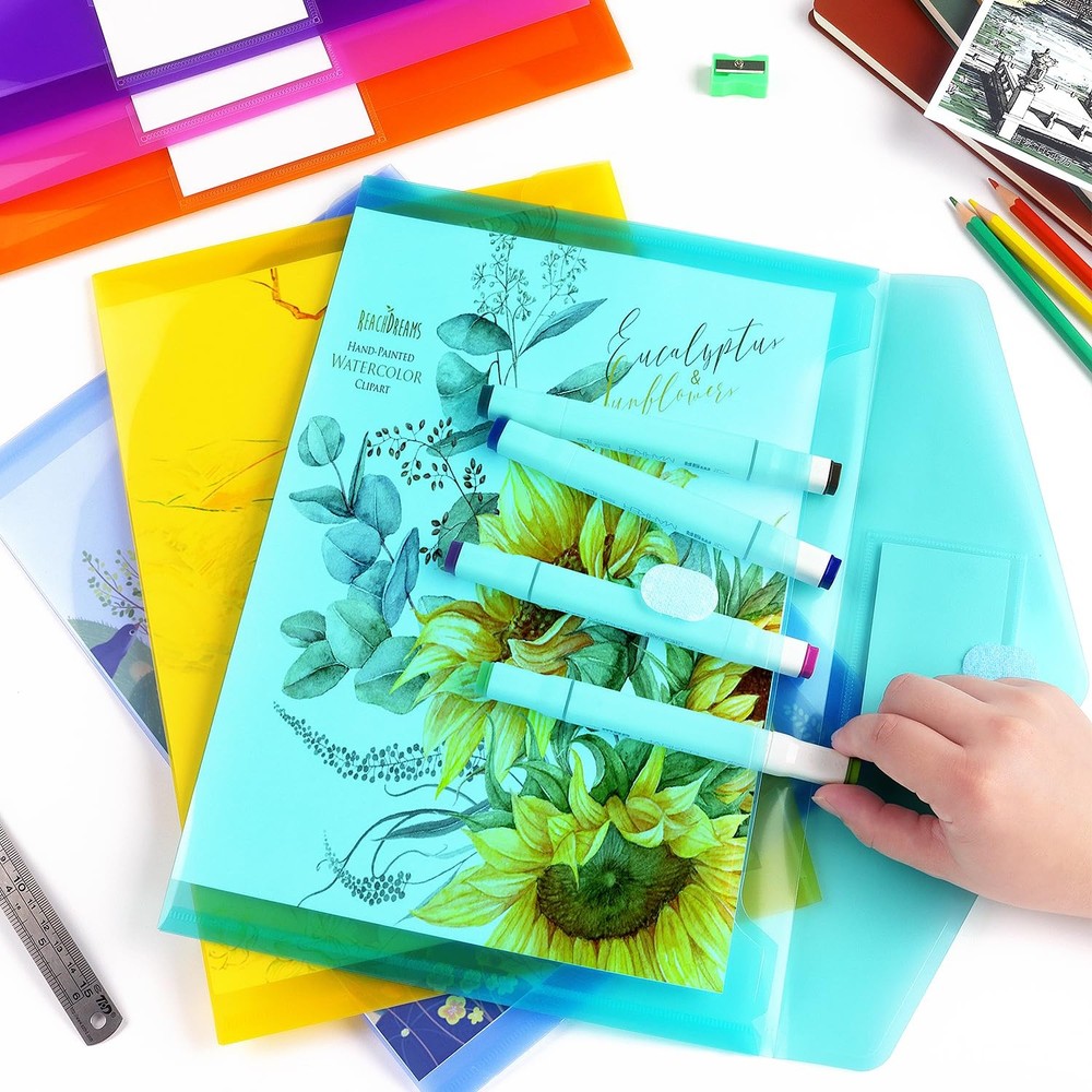 6 Pack Plastic Envelopes Poly Envelope Folder Clear Document Plastic File Fol...