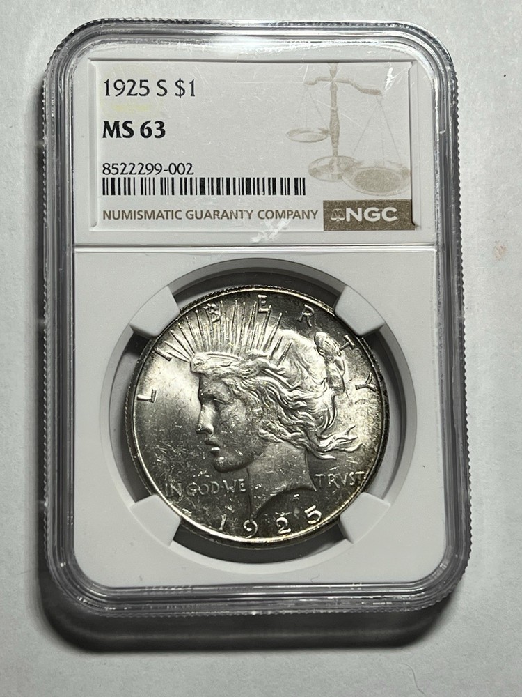 1925-S Peace Silver Dollar $1 NGC MS63 Tough Date Nice Luster