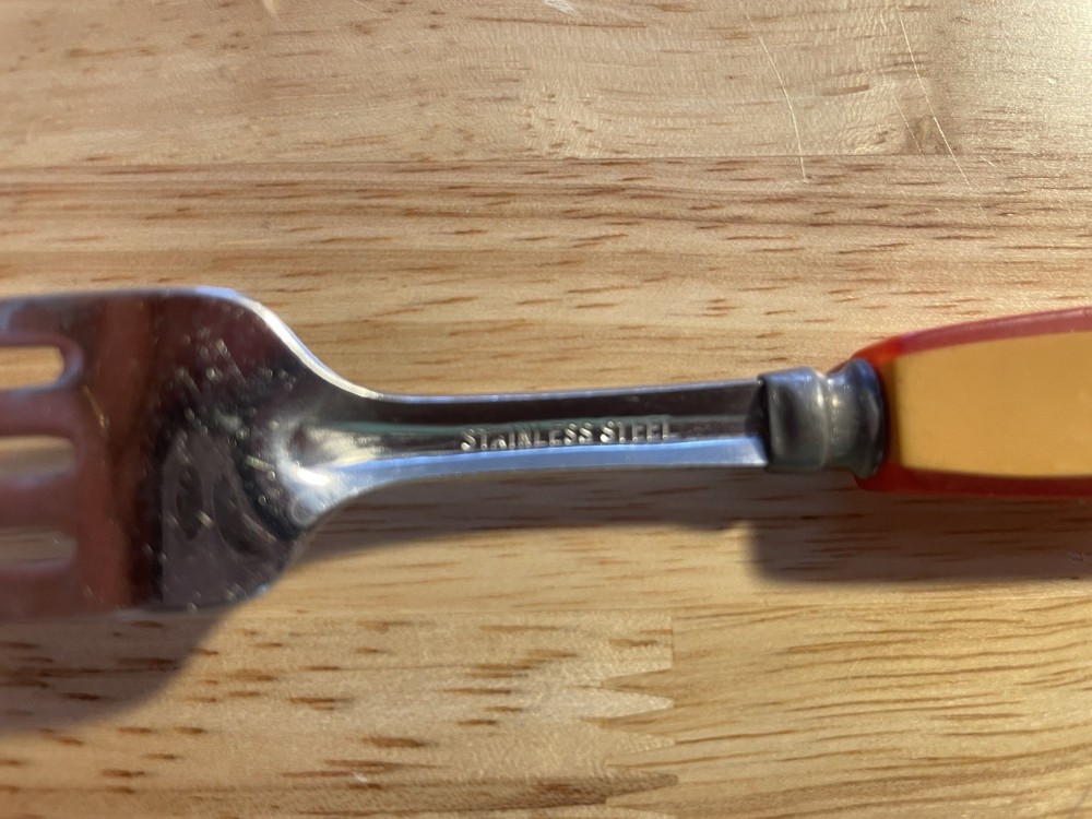 Bakelite Catalin Inlaid Teardrop Cherry Red Butterscotch Flatware 24 pc