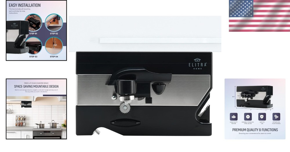 Automatic Under-Counter Can Opener with Blade Sharpener – Space-Saving Design