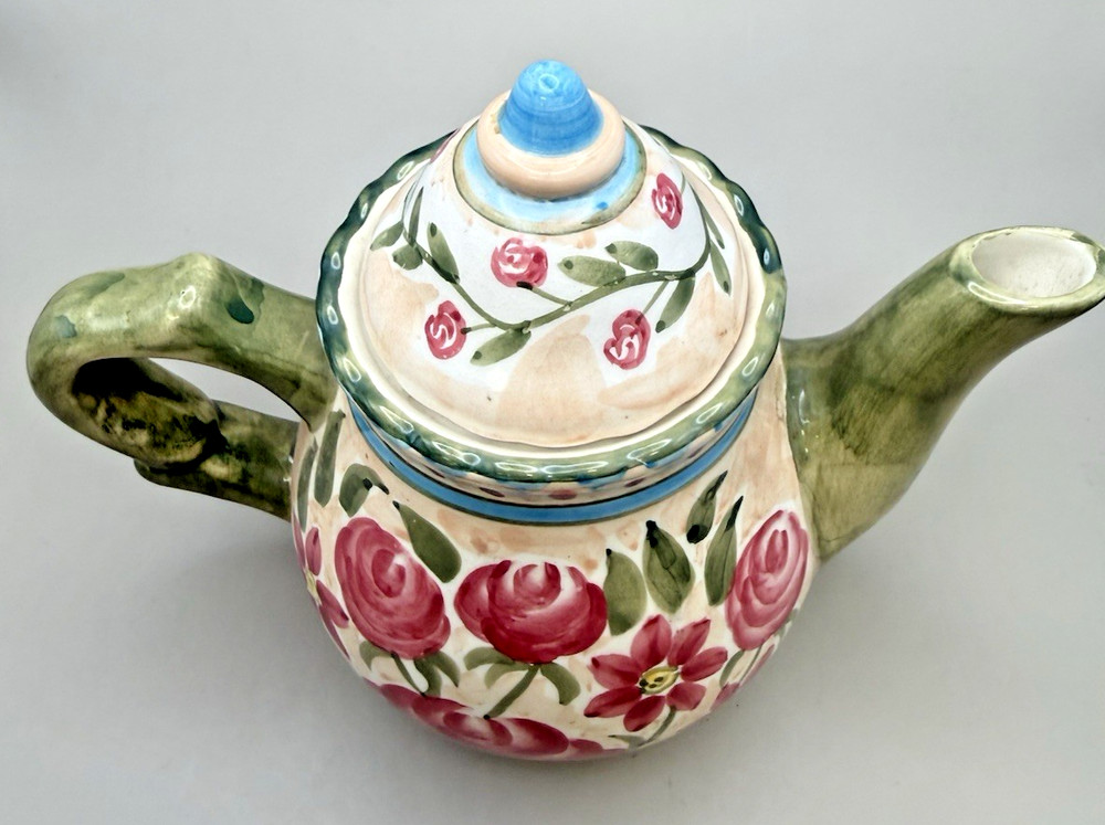 H. BeaugArt Designs Ceramic Teapot-Floral Pattern