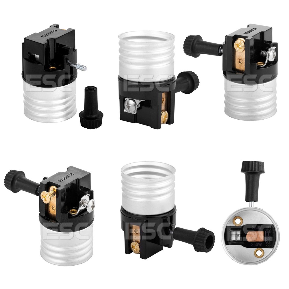 (2 pack) 3 way socket replacement for lamp, Medium Base Interior Only, Black