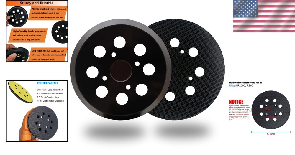 5-Inch Replacement Sanding Pad for Random Orbit Sanders - Extra Hard Backing