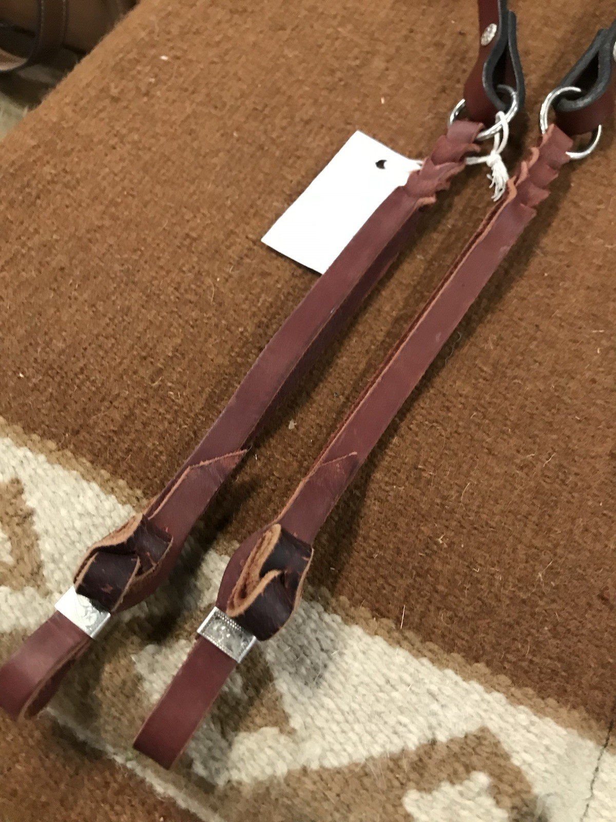 CUSTOM QUALITY WESTERN LEATHER ROPING REINS WITH HAND BRAIDED BLOOD KNOTS HORSE