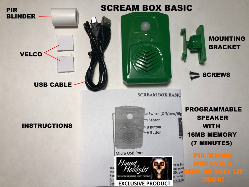 PIR Sensor Activated Programmable Speaker 16MB MEMORY (7 minutes) USB CABLE LED