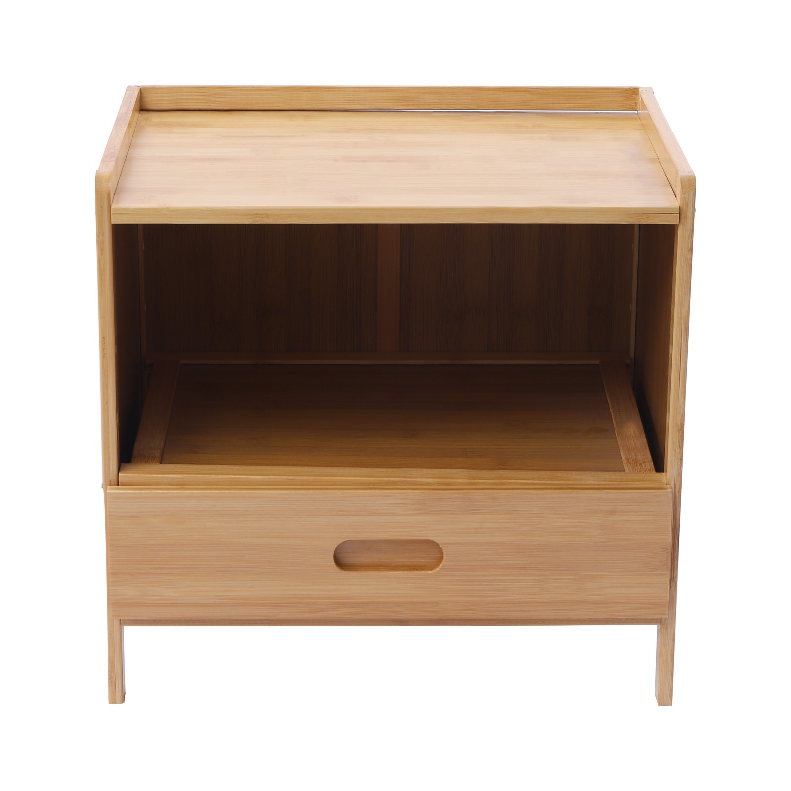 Bamboo Night Stand Bedside Table- Bed Side Table with Drawers, Small Nightstand