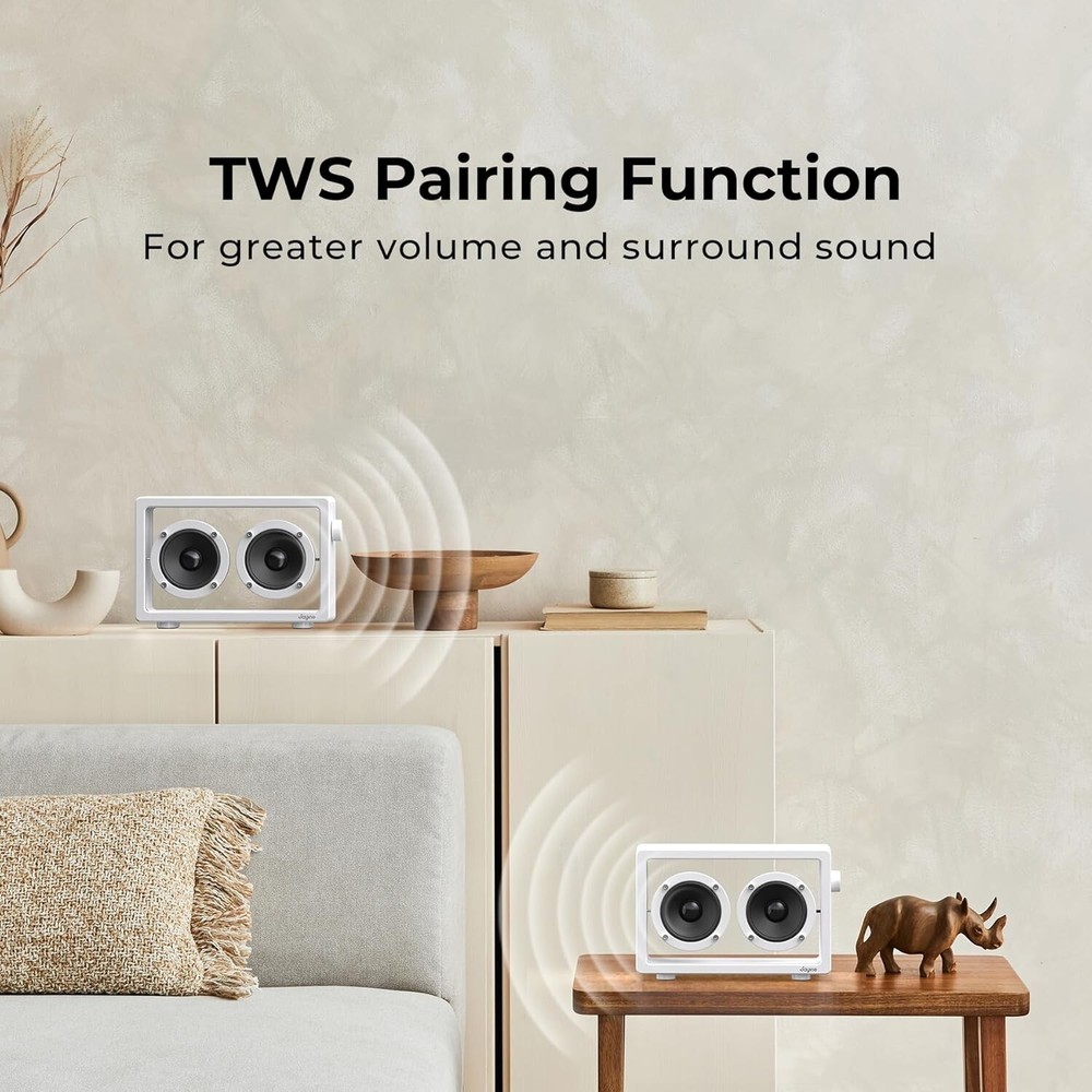 Portable Bluetooth Speaker, 16W Minimalist Speakers Off White