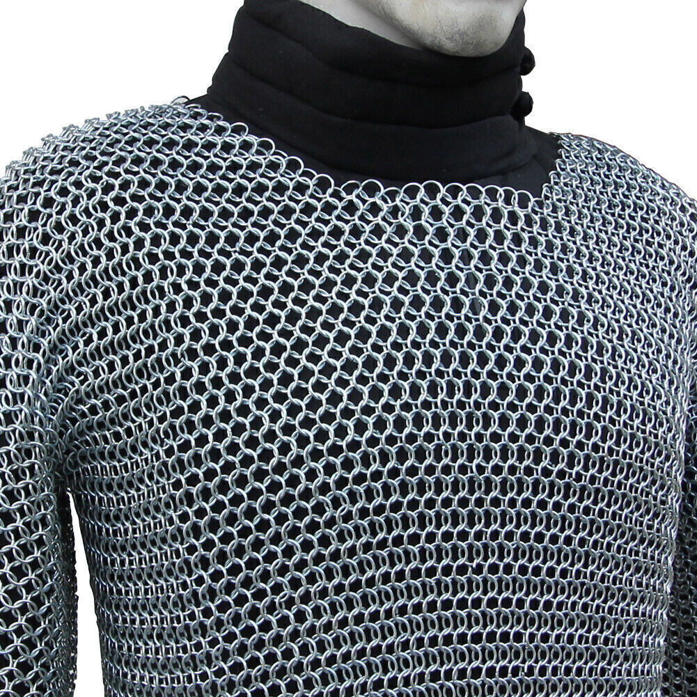 Battle Ready Medieval Habergeon Chainmail Knights Crusader Armor Coif Set