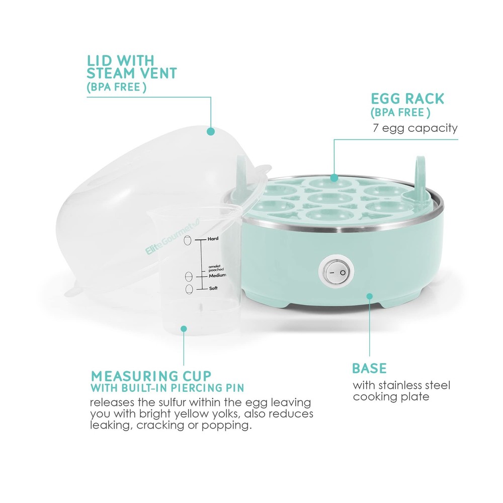 EGC115M Easy Egg Cooker Electric 7Egg Capacity, Soft, Medium, HardBoiled Egg ...