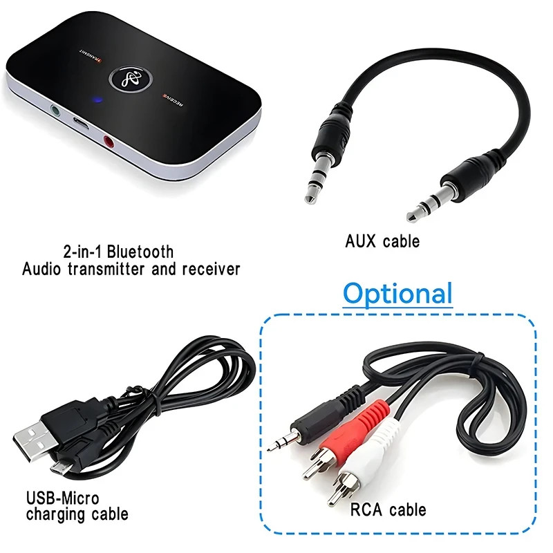 Upgrade B6 Bluetooth 5.3 Audio Receiver Transmitter 2-in-1 AUX RCA Adapter