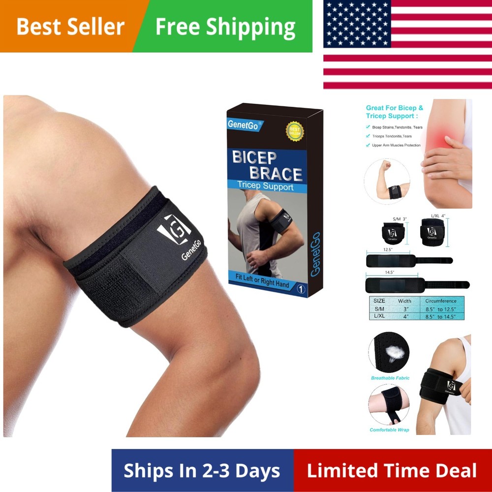 Bicep & Tricep Tendonitis Brace Compression Sleeve - S/M Width (3")