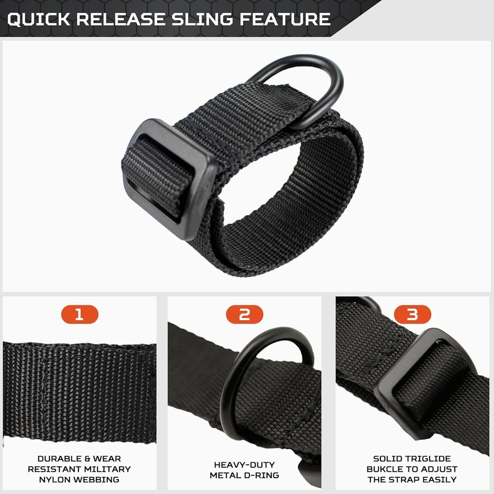 Tactical Gun Sling,Adjustable Rifle Sling 1.25” Nylon Strap with D Ring Loop ...