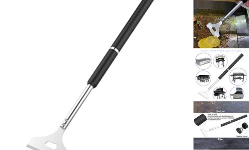 Extra Length Griddle Scraper,Griddle Cleaning Scraper with 16" 7 Handle,Heavy