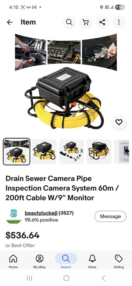 Vevor Pipe inspection Camera 9” Screen