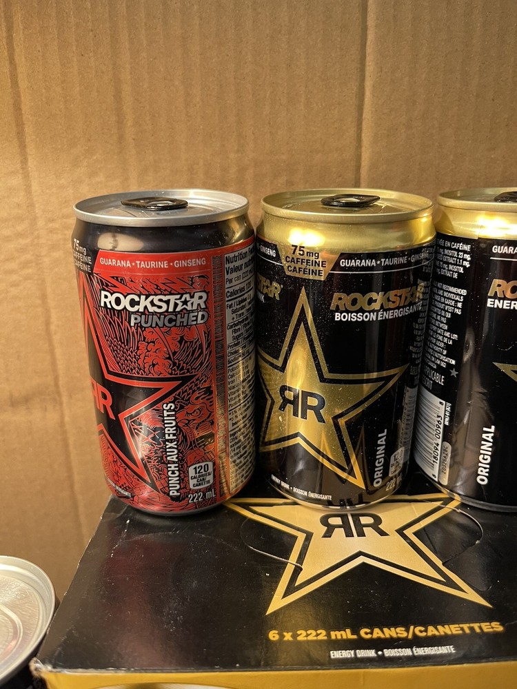 Four Rockstar 7.5oz Full Cans Fruit Punch Original Canada 🇨🇦