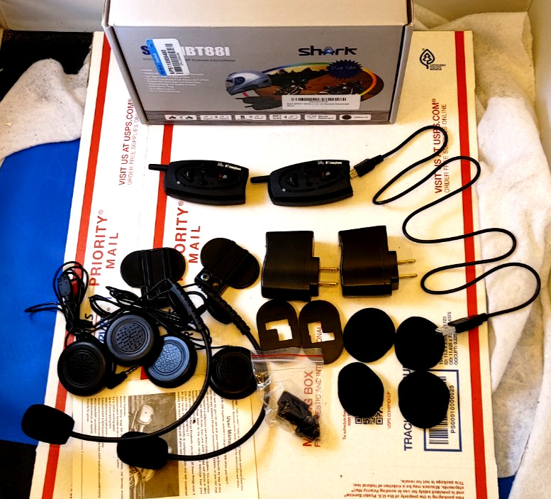 SHARK Dual Set Interphone For Motorcycle Helmet Bluetooth Kit Intercom Headset