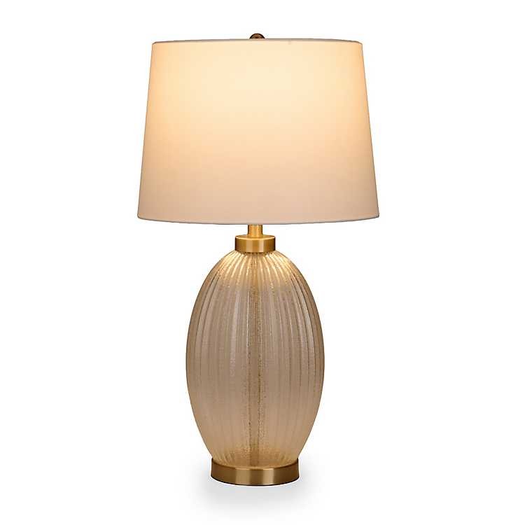 New! Clear Ribbed Seeded Glass Table Lamp