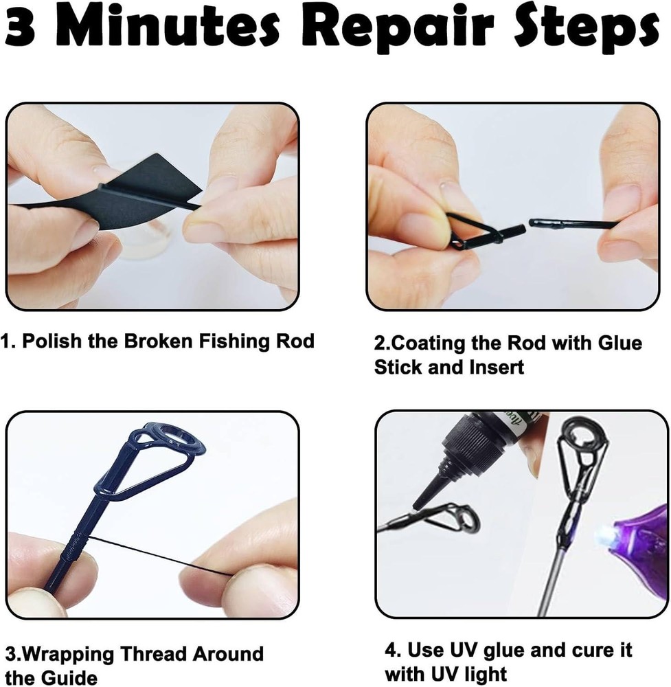 Fishing Rod Tip Repair Kit - Includes Eyelet Replacements & Tools
