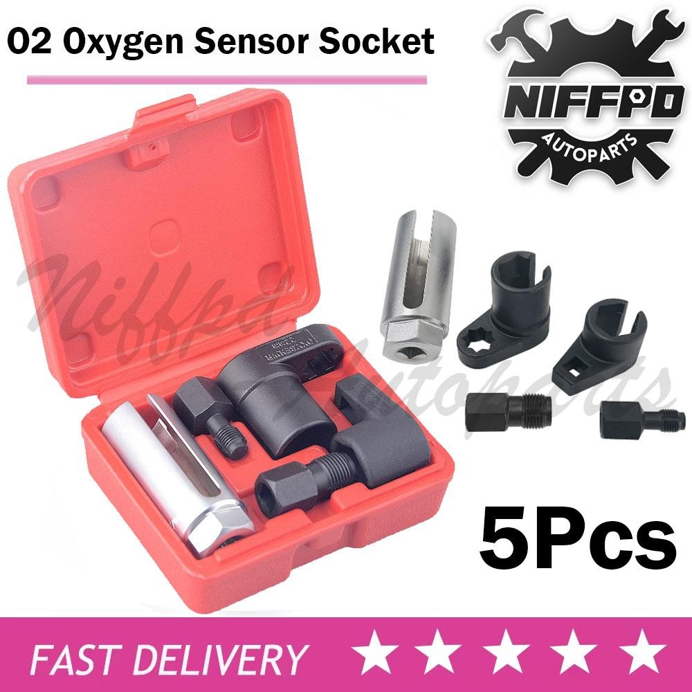 O2 Oxygen Sensor Socket Thread Chaser Set 5PCS O2 Sensor Wrench Removal Tool Kit
