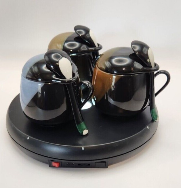 Lidded Ceramic Tea Cup Set with Spoon Holder & Zester