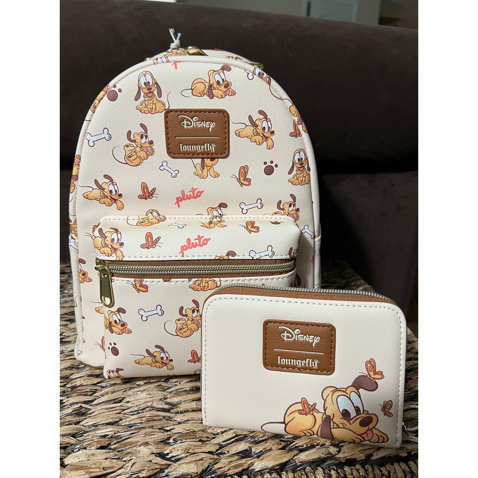 NEW Loungefly Disney Baby Pluto Mini Backpack Wallet Set