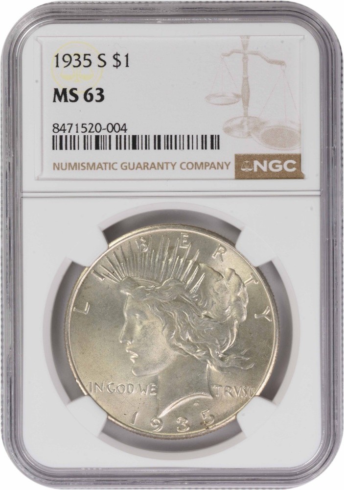 1935-S Peace Silver Dollar MS63 NGC