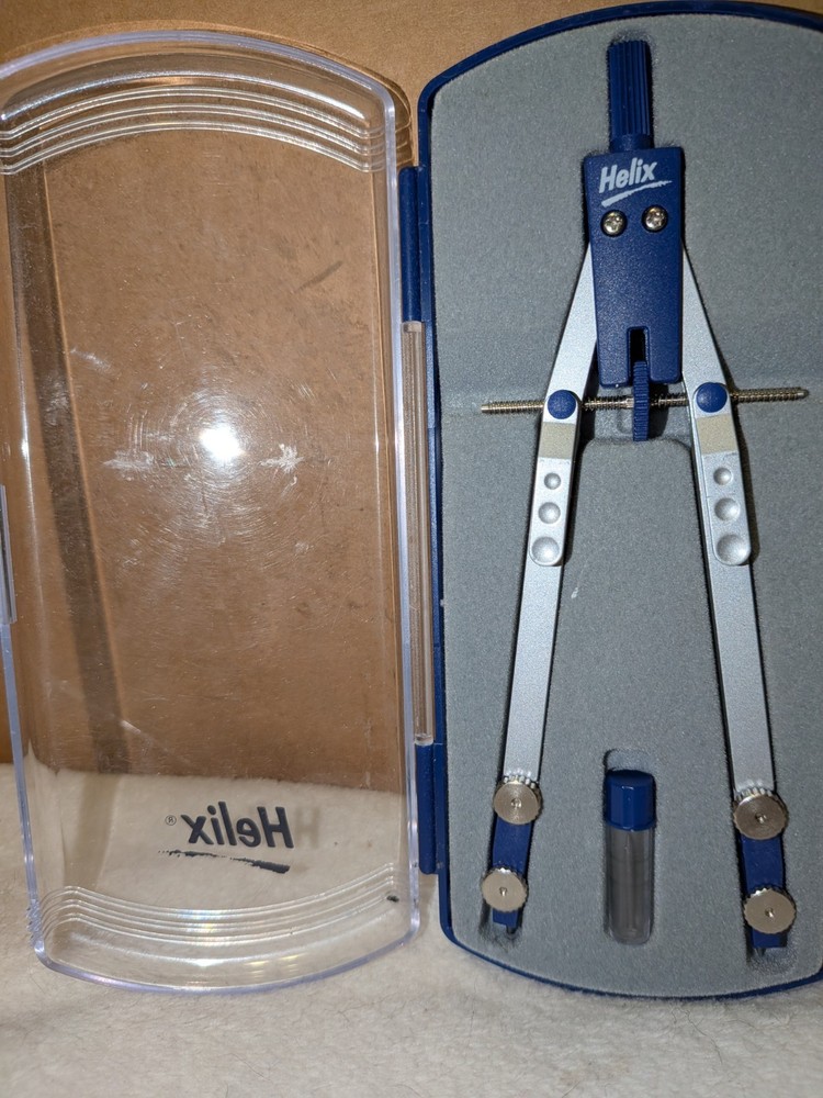 Helix Oxford Compass Drafting Drawing Precision Tool W/Case & Replacement Lead