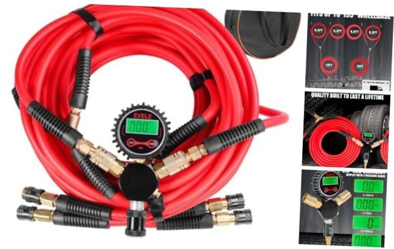 Off-Road Rapid 4-tire Inflation Deflation System, Portable Simultaneous 4