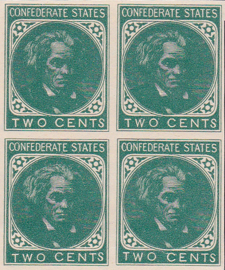 Confederate Block of Four Two Cent Stamps Dietz 1926 Printing