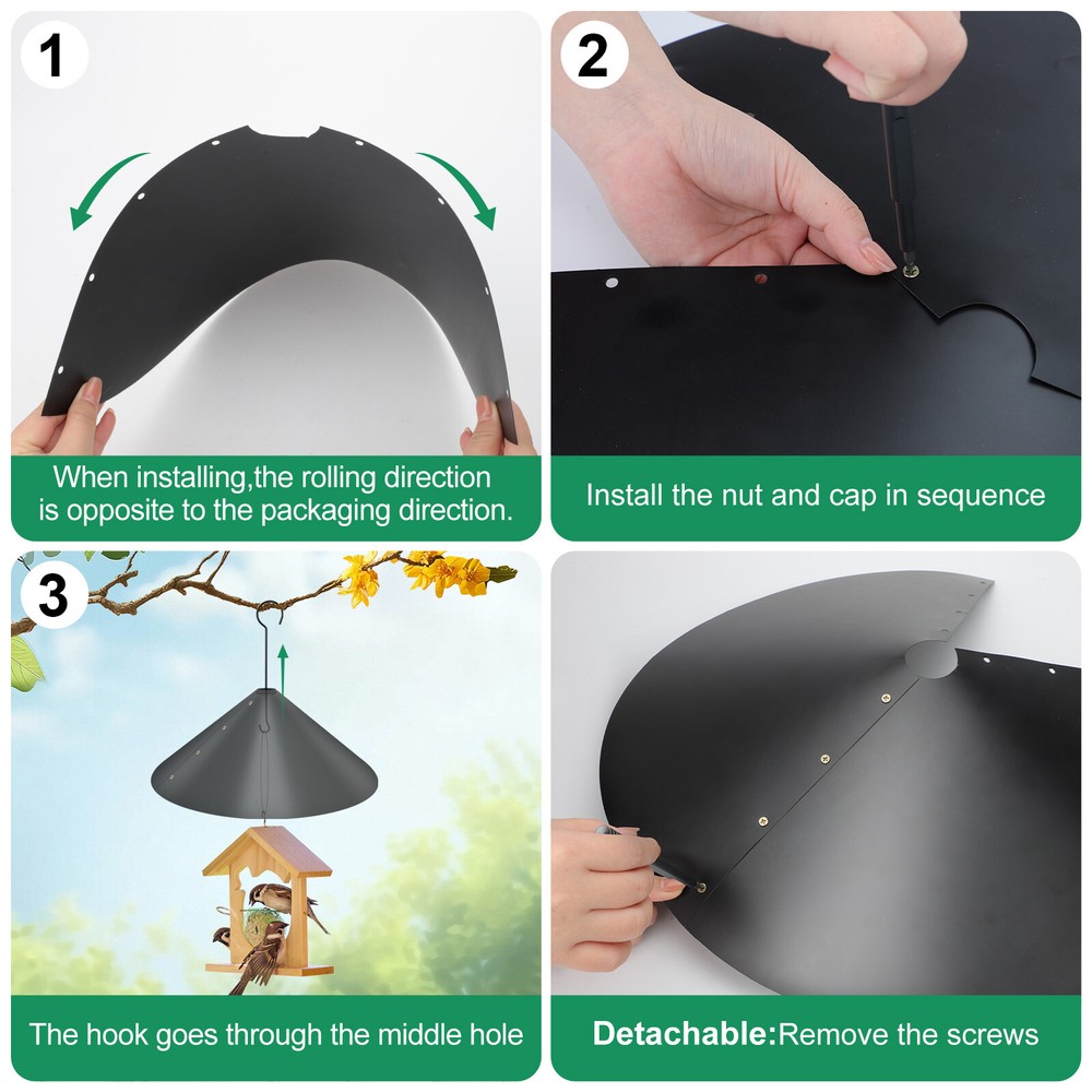 2pcs Around-wrap Squirrel Baffles 16'' Bird Feeder Squirrel Proof Baffle