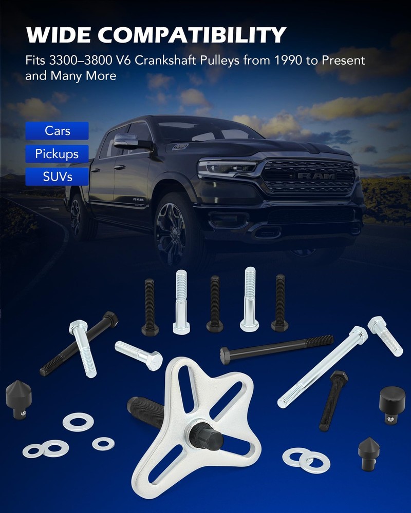 Orion Motor Tech Harmonic Balancer Puller Kit, 49pc Power Steering Black