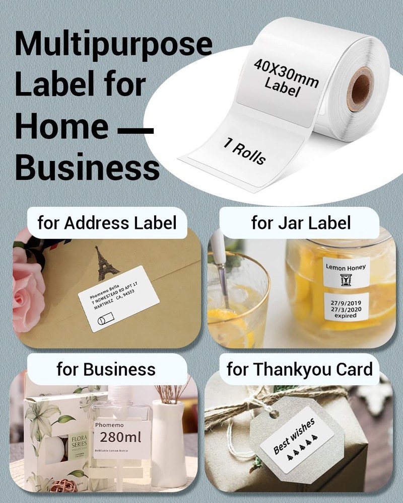 Phomemo Thermal Labels-for 1.57"x1.18", White