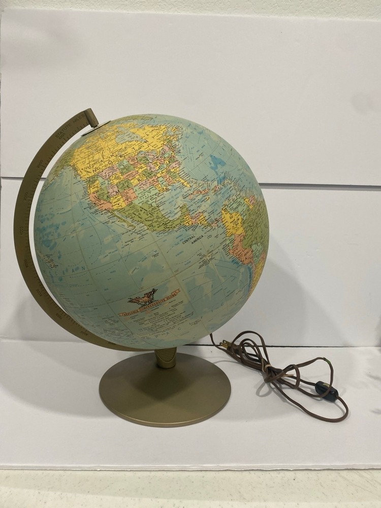 Vintage Replogle Light Up Comprehensive World Globe 12” Diameter
