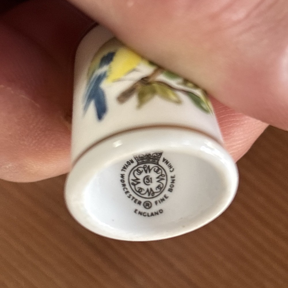 Royal Worcester Hand Painted Thimble, with Bird