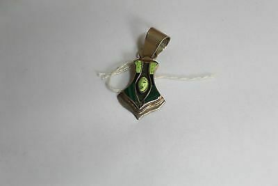 VINTAGE-STERLING-silver-Green-Stone-Pendent