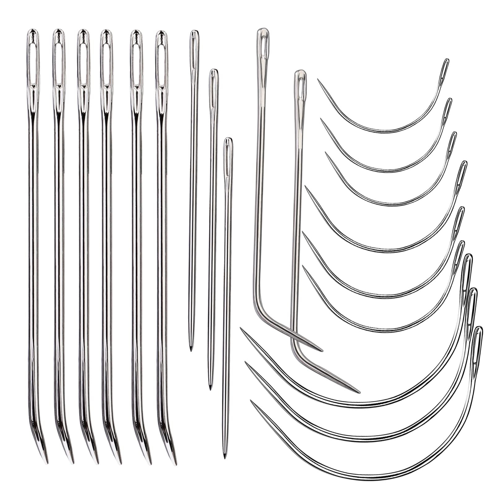 20 Pcs Leather Sewing Needles,Heavy Duty Sewing Needles Kit Include Curved Le...