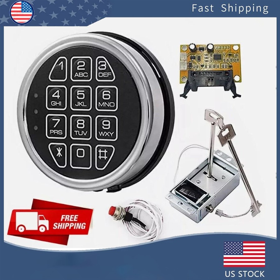 Electronic Safe Lock Replacement Keypad with Solenoid Lock & 2 Override Keys US