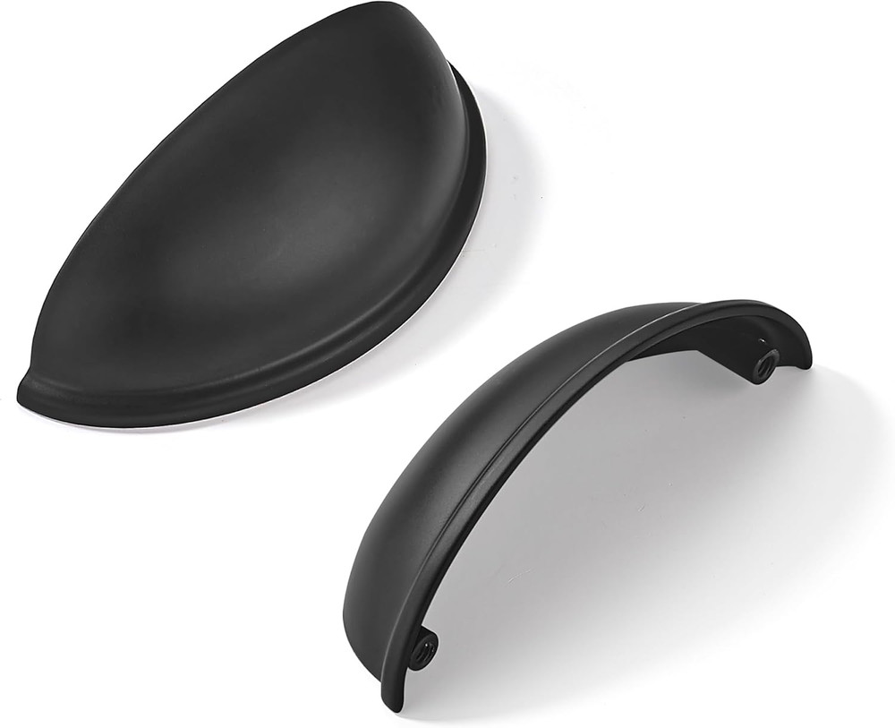 10 Pack 3" Drawer Pulls Matte Black Cabinet Cup Pulls Kitchen Hardware Cabine...