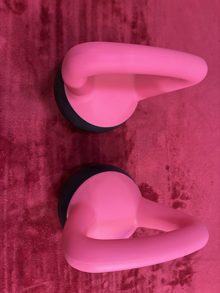 Two Soft Kettlebells Ergonomic Grip, 5 Pounds, Light Pink Handle Black Base