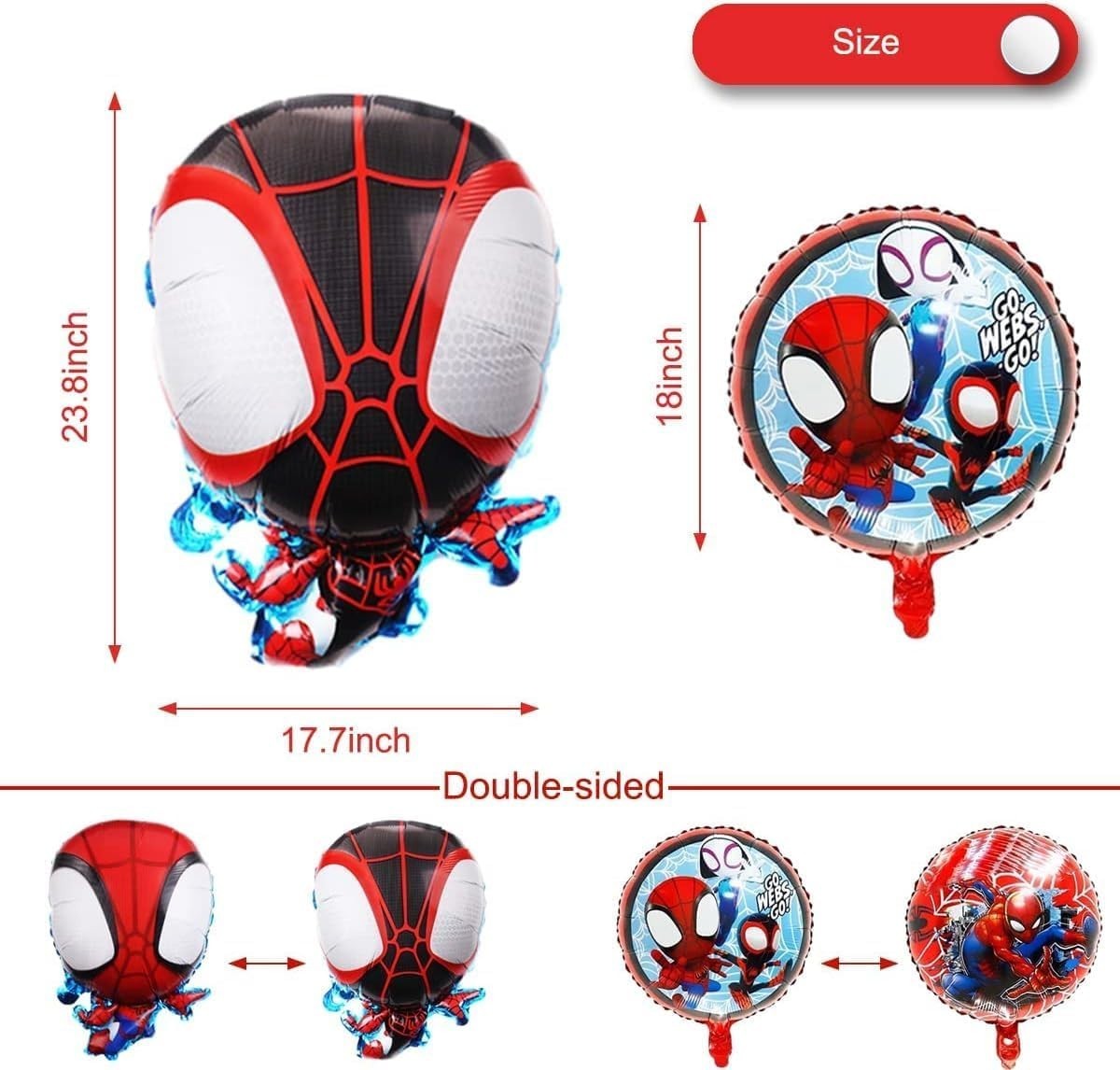 Spidey and Friends Birthday Decorations, Spider-Man Balloons, 8pcs