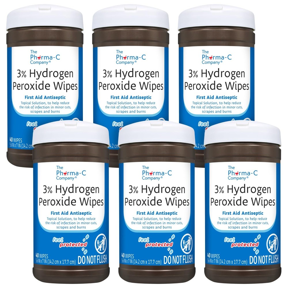 Hydrogen Peroxide Wipes 6pk 40ct Each