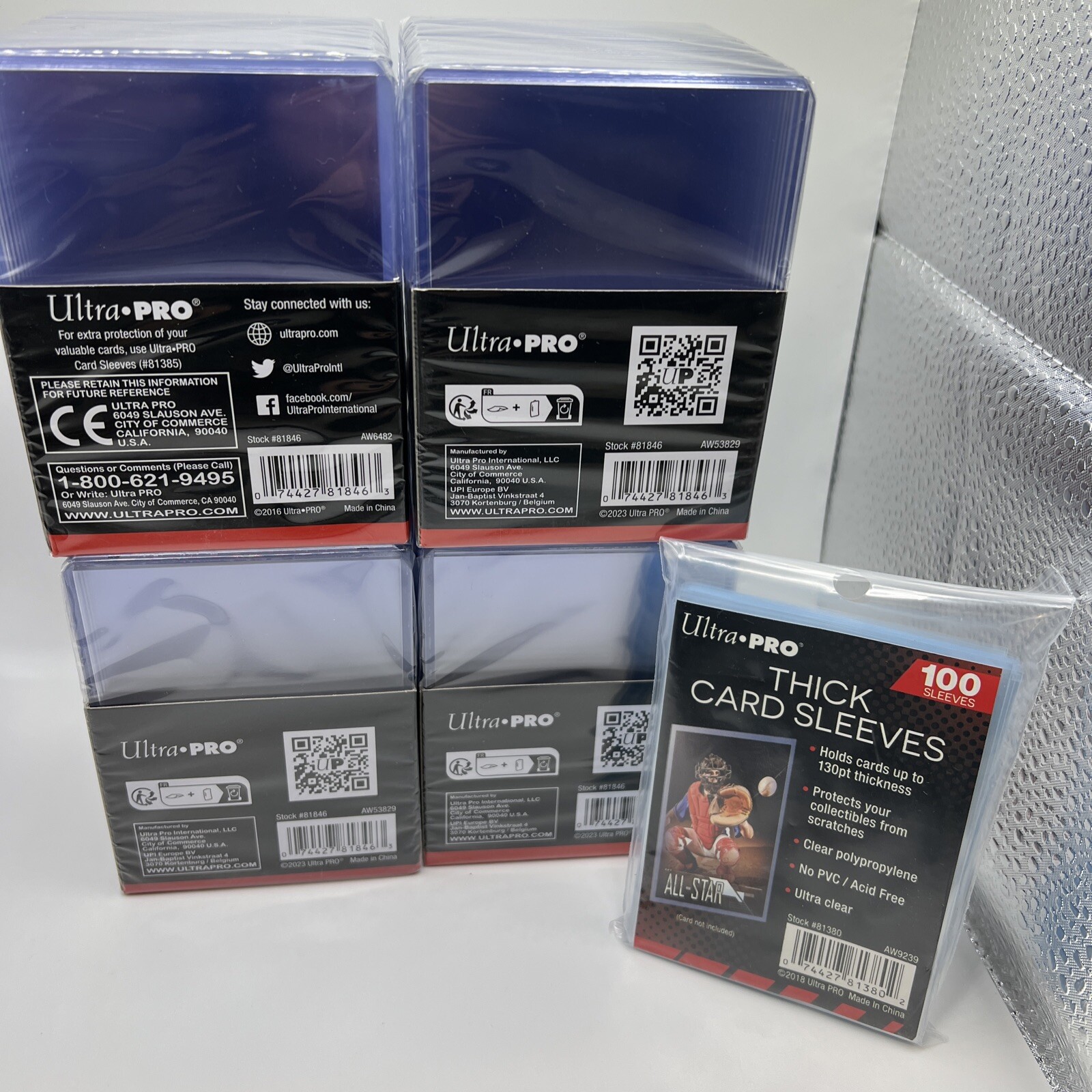 Ultra Pro 3X4 100pt Point Toploaders 4 Packs of 25 and 100 Thick Sleeves